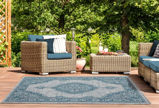 AUGUSTA Collection AQUA outdoor/indoor Area Rug | 3900 10263