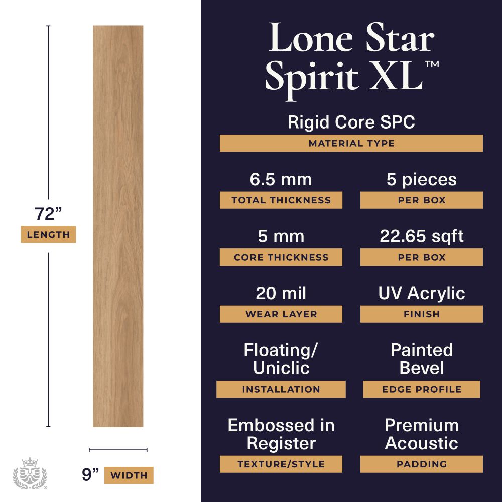 Lone Star Spirit XL Backyard Garnish 20mil 6.5mm 9x72 SPC Vinyl Plank | Lions Floor