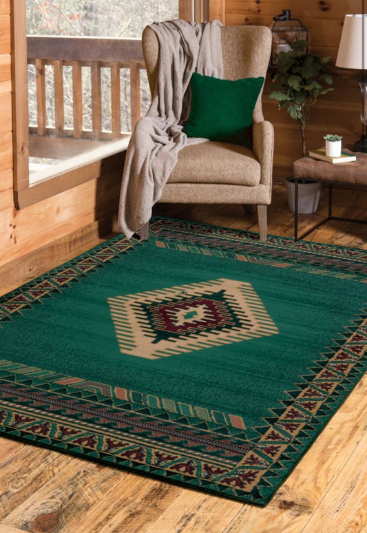 Manhattan Collection Southwestern LT Green Area Rug | 940 27040