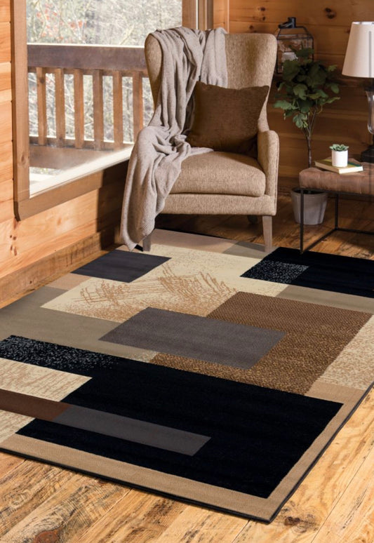 Manhattan Collection Geometric Brown Area Rug | 940 35650