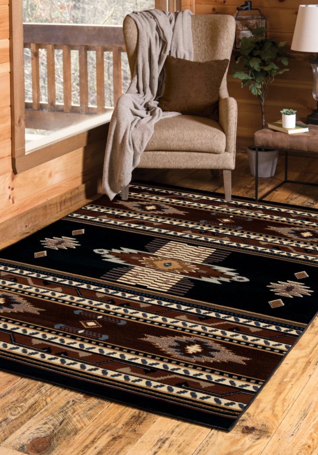 Manhattan Collection Southwestern Black Area Rug | 940 36070