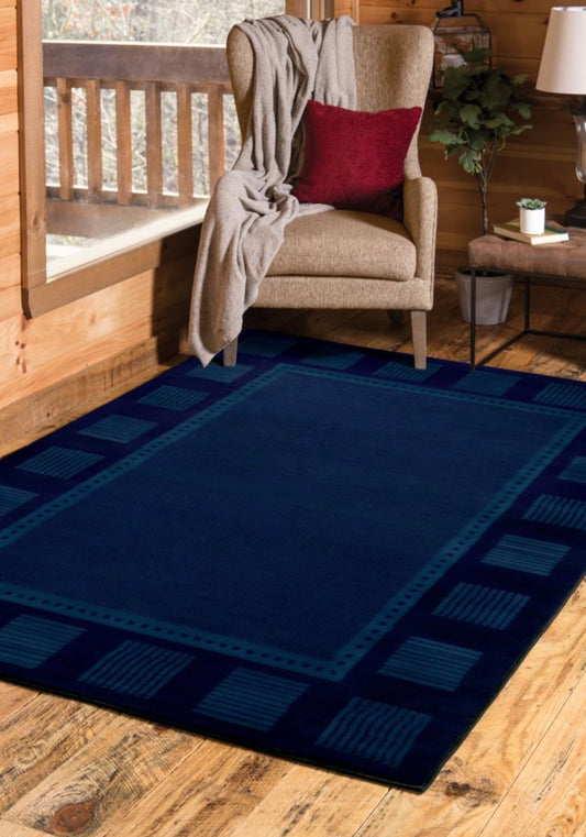Manhattan Collection Contemporary Border Navy Area Rug | 940 36764