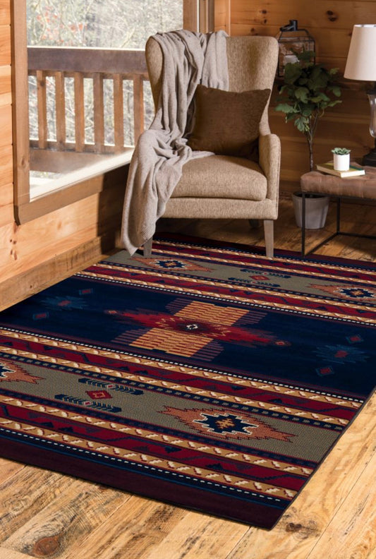 Manhattan Collection Southwestern Navy Area Rug | 940 36064