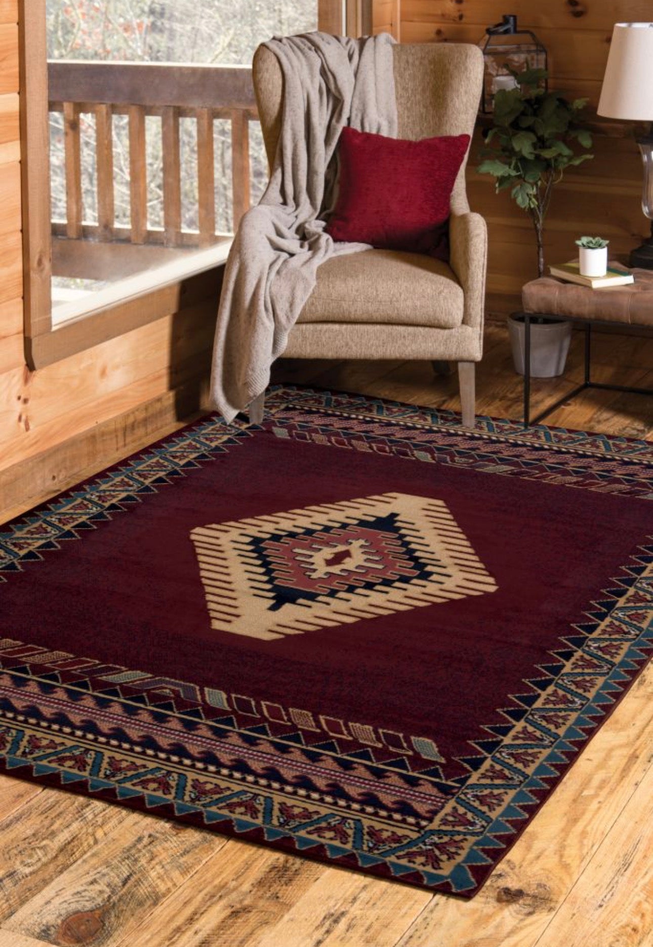 Manhattan Collection Burgundy Southwestern Area Rug | 940 27034