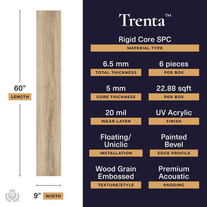 Trenta - Candela Amber | 20mil 6.5mm 9x60 | Lions Floor