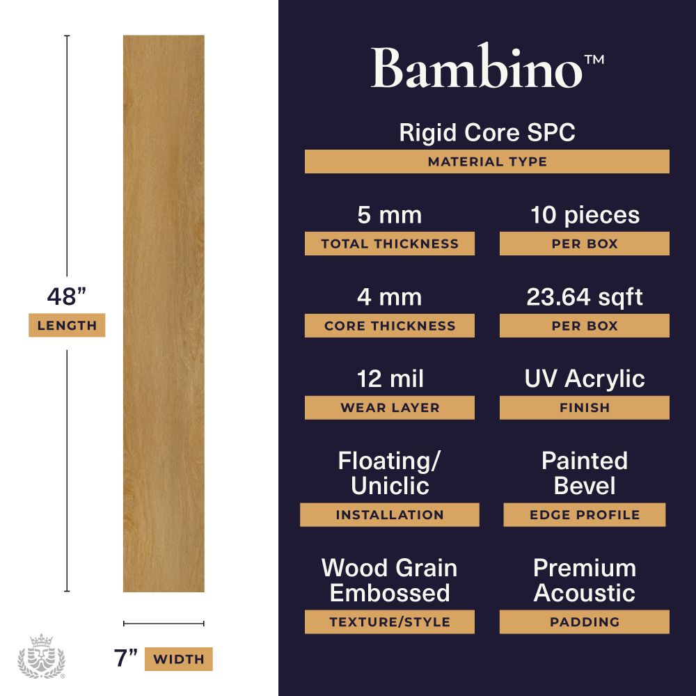 Bambino - Biscotti Oak | 12mil 5mm 7x48 SPC Vinyl Plank | Lions Floor