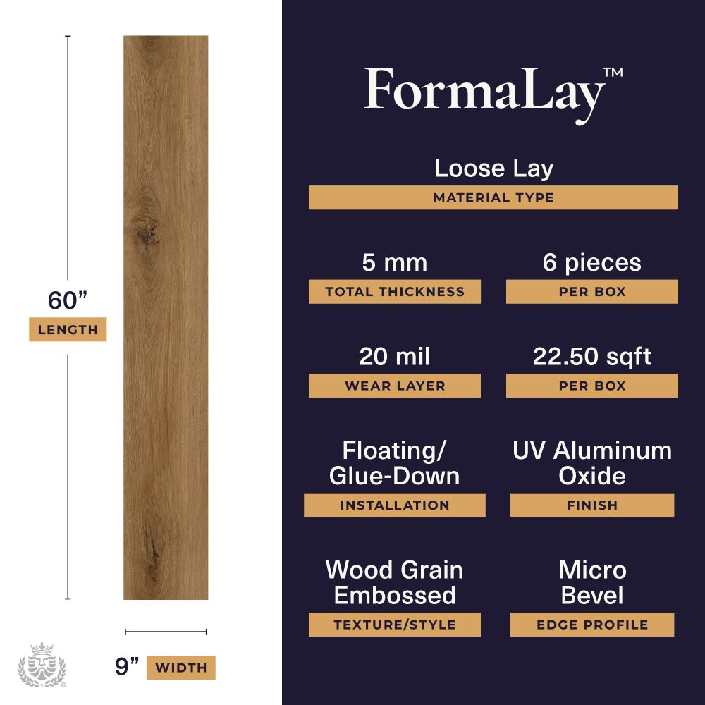 Formalay - Quantum Trace | 20mil 5mm 9x60 Looselay LVP | Lions Floor