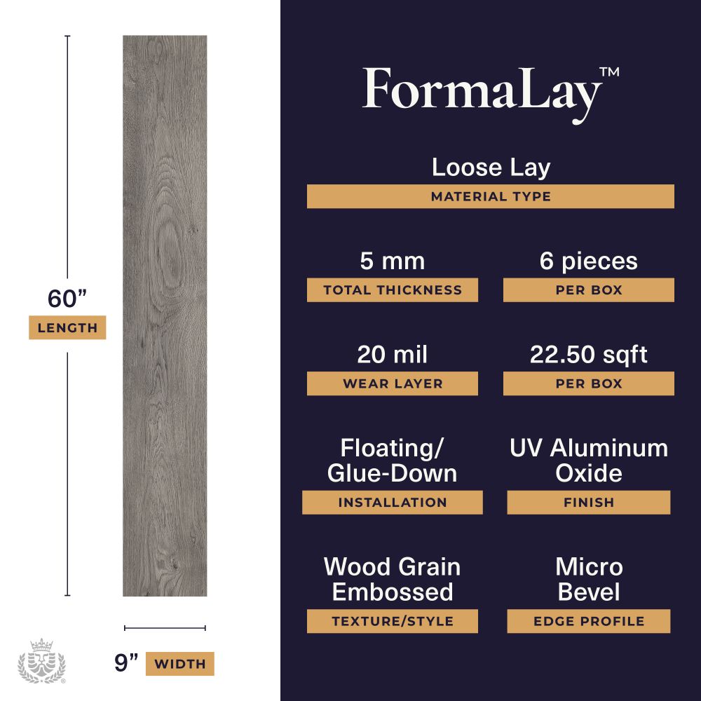 Formalay - Dimension Drift | 20mil 5mm 9x60 Looselay LVP | Lions Floor