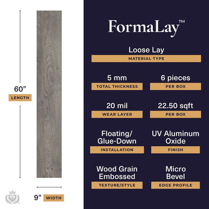 Formalay - Dimension Drift | 20mil 5mm 9x60 Looselay LVP | Lions Floor