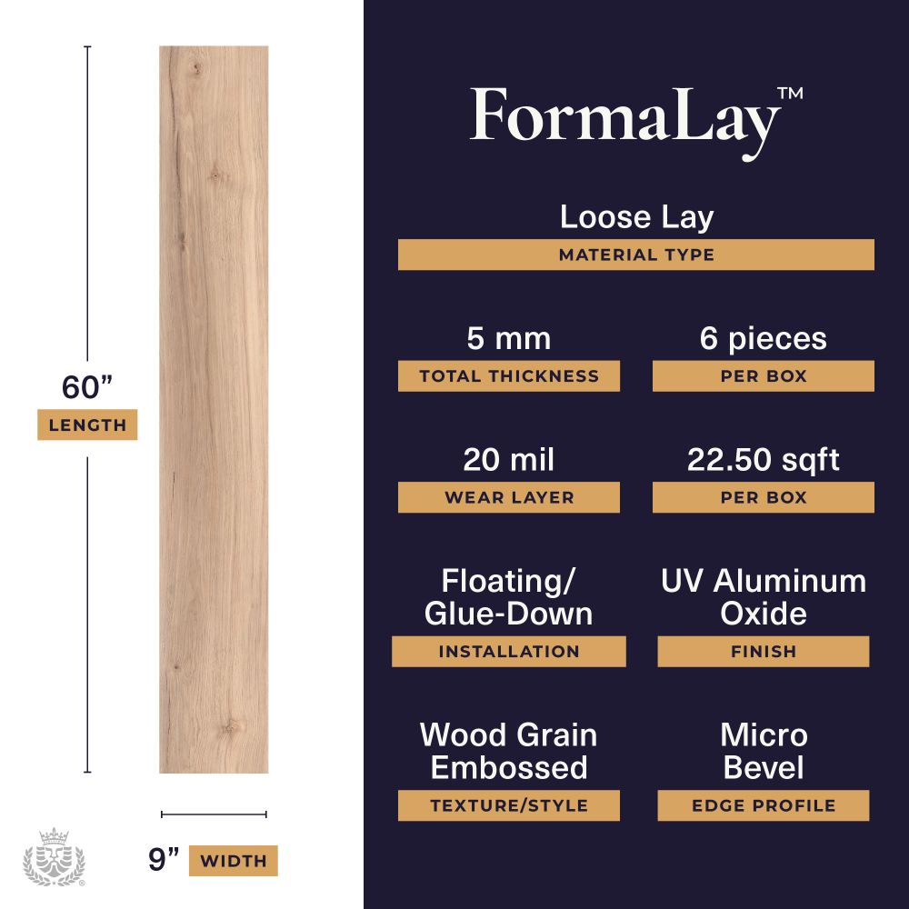 Formalay - Parallax Drift | 20mil 5mm 9x60 Looselay LVP | Lions Floor