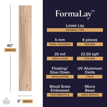 Formalay - Parallax Drift | 20mil 5mm 9x60 Looselay LVP | Lions Floor