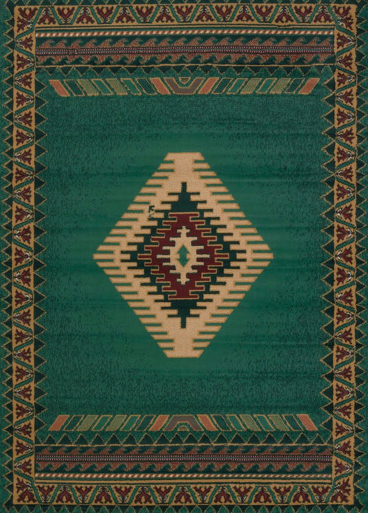 Manhattan Collection Southwestern LT Green Area Rug | 940 27040