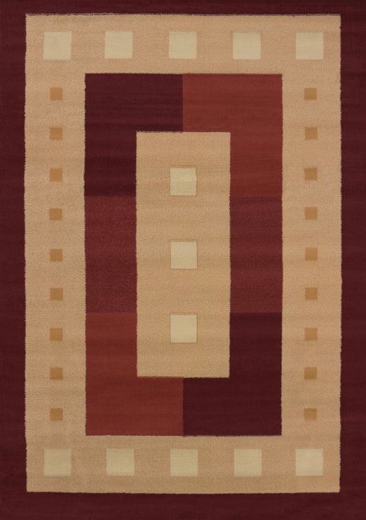 Manhattan Collection Contemporary Border Burgundy Area Rug | 940