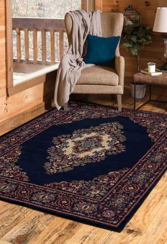 Manhattan Collection Oriental Navy Area Rug | 940 35364