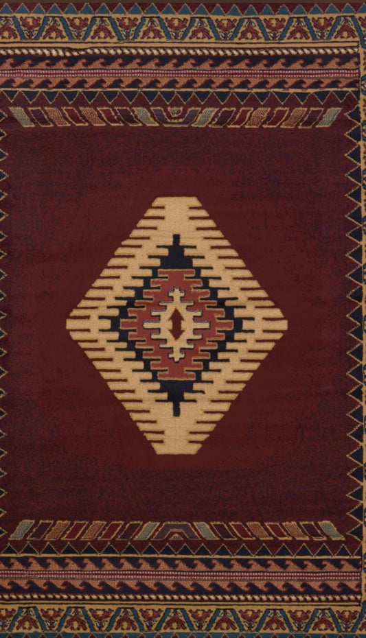 Manhattan Collection Burgundy Southwestern Area Rug | 940 27034